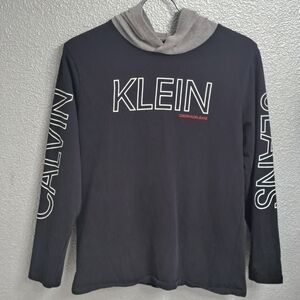Calvin Klein Black Hoodie With Large Printed Letters  Size   LG (14/16)